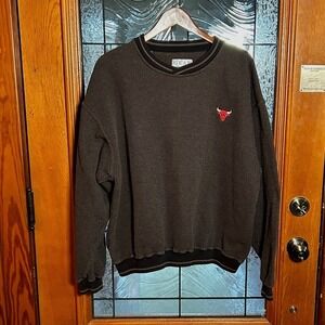 VTG 90s Chicago Bulls Sweater X LGray Black Brown Textured Pullover EUC GEAR